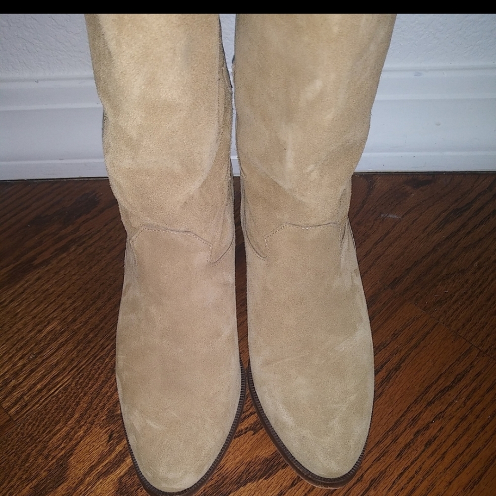 Sezane Phoenix Cowgirl Leather Beige Tan Boots - Picture 7 of 13